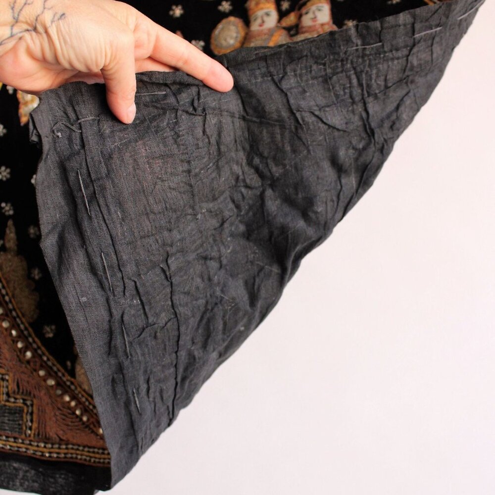 Vintage 1940s Kalaga Wall Hanging, Burmese Myanmar Elephant,  Black Velvet - Picture 9 of 10